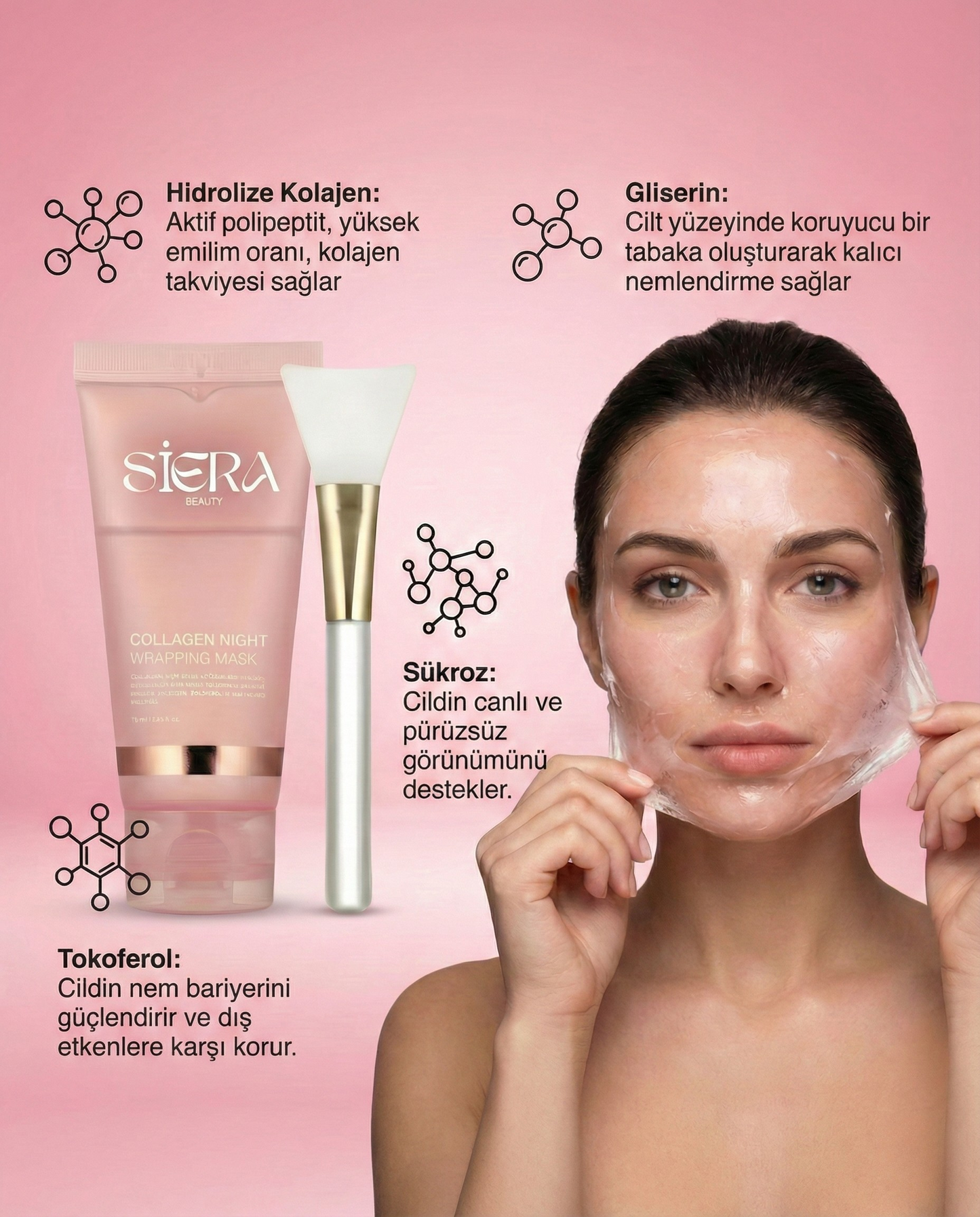 Cam Cilt Etkili Kolajen Gece Maskesi